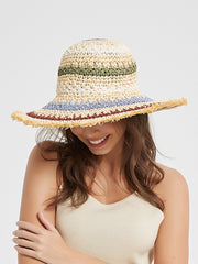 Boho-Chic Handwoven Paper Straw Crochet Sun Hat