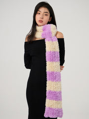 MDOG Striped Fur Winter Scarf for Women