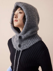 Adjustable Wool Knit Winter Balaclava Beanie for Women