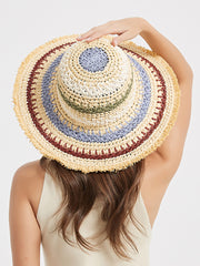 Boho-Chic Handwoven Paper Straw Crochet Sun Hat