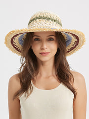 Boho-Chic Handwoven Paper Straw Crochet Sun Hat